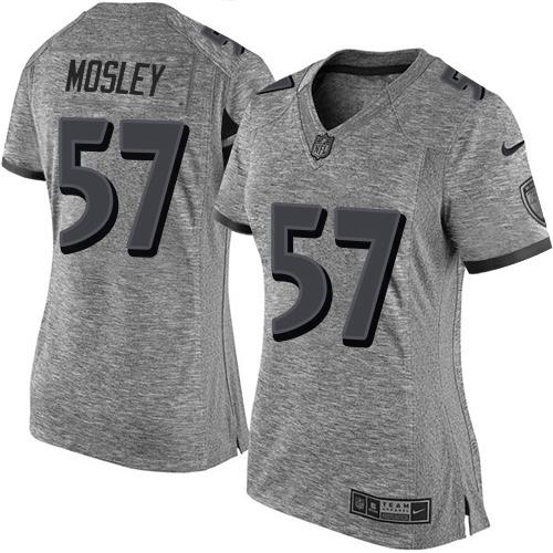 Nike Ravens #57 C.J. Mosley Gray Women's Stitched NFL Limited Gridiron Gray Jersey - Click Image to Close